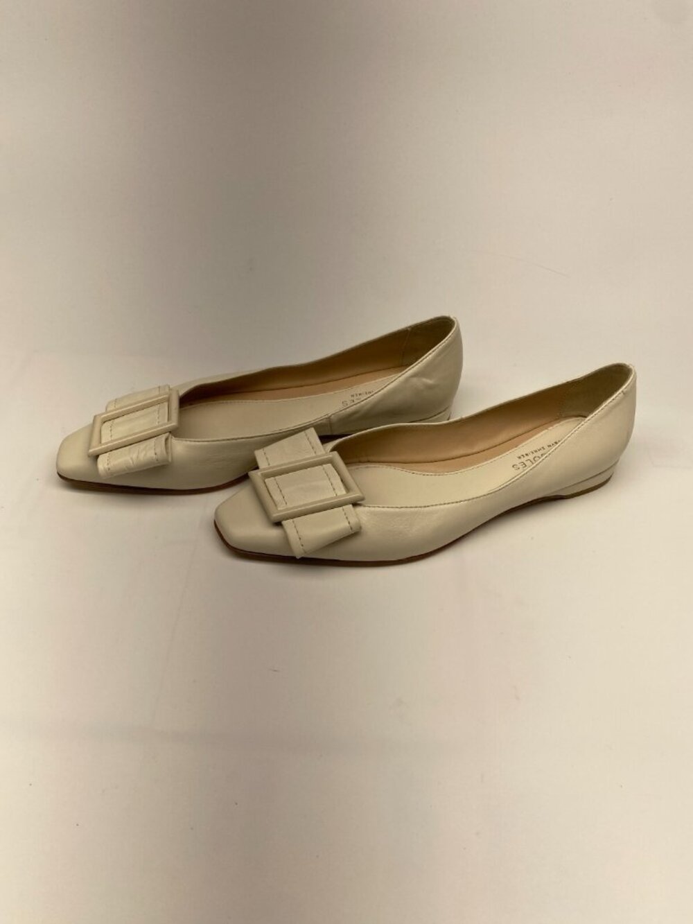 BEAUTIISOLES Women Blair Beige Leather Flat Sz 9.5